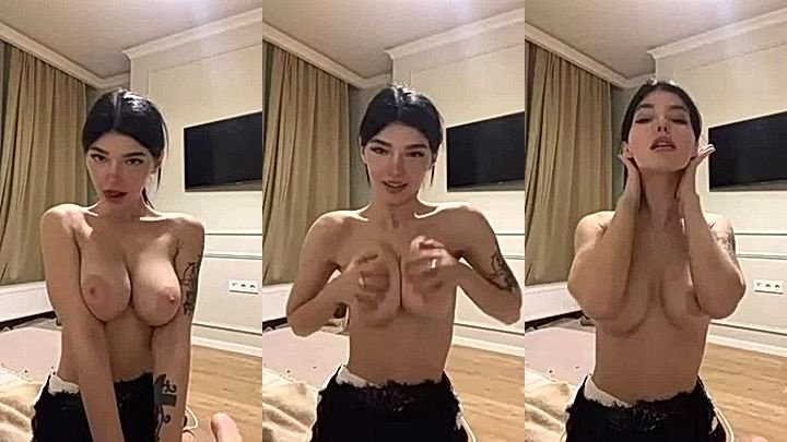 Teasing Ukrainian girl showing her Big Tits in the room