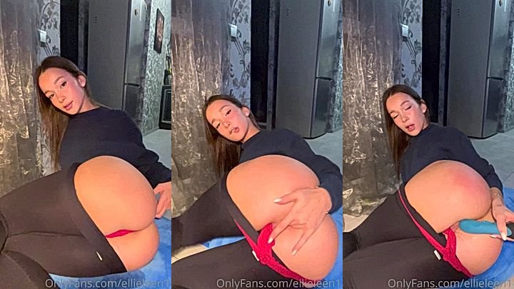 horny stepmom Ellie Leen strokes her wet ass pussy with a dildo