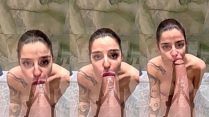 model Sonya Jess sucked huge cock in the bathroom, bathroom sex is the real deal