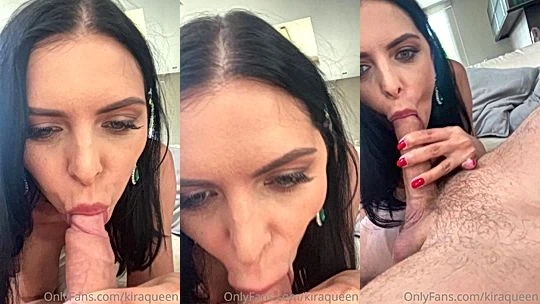 sexy bitch Kira Queen worship cock in her mouth till cumshot onlyfans leak porn