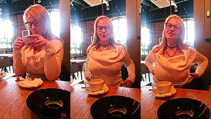 sexy bad bitch PolaRainbow squeeze her big tits in the resturant