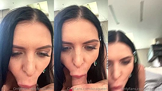 spoiled onlyfans model Kira Queen sucks huge cock rweally hard til he cums