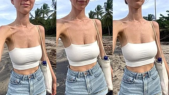 sexy onlyfans model Yourina takes a walk and shows her big tits