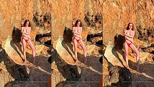 naughty onlyfans model Emily Bloom shows her big tits outside