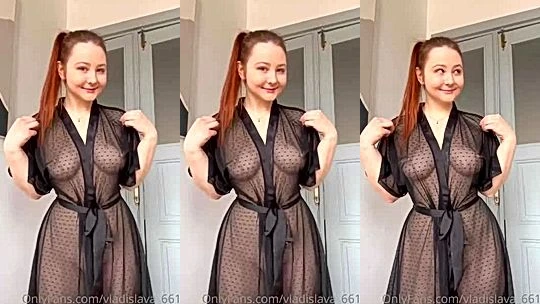 sexy slut chick Vladislava Shelygina loves wearing her transparent dress