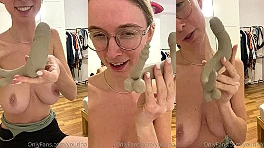 bad girl Yourina titty tease with her new toy on cam onlyfans leak video