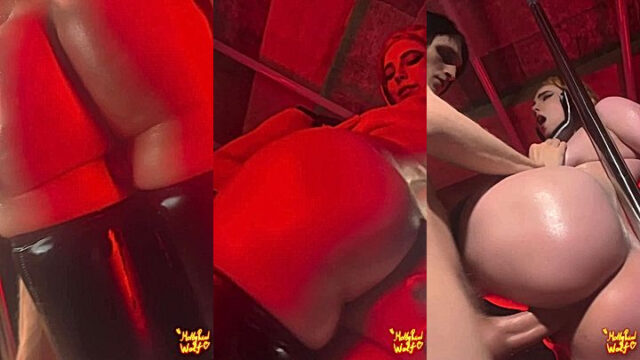 hot russian chick is getting boned really hard in doggystyle in a red lightning