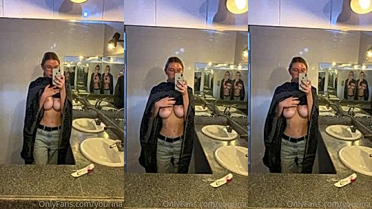 hot girl Yourina flash her big tits on mirror like a good little slut onlyfans leak video