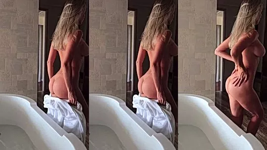 young russian onlyfans model Ekaterina Enokaeva undrees in the bathroom and rubs her ass